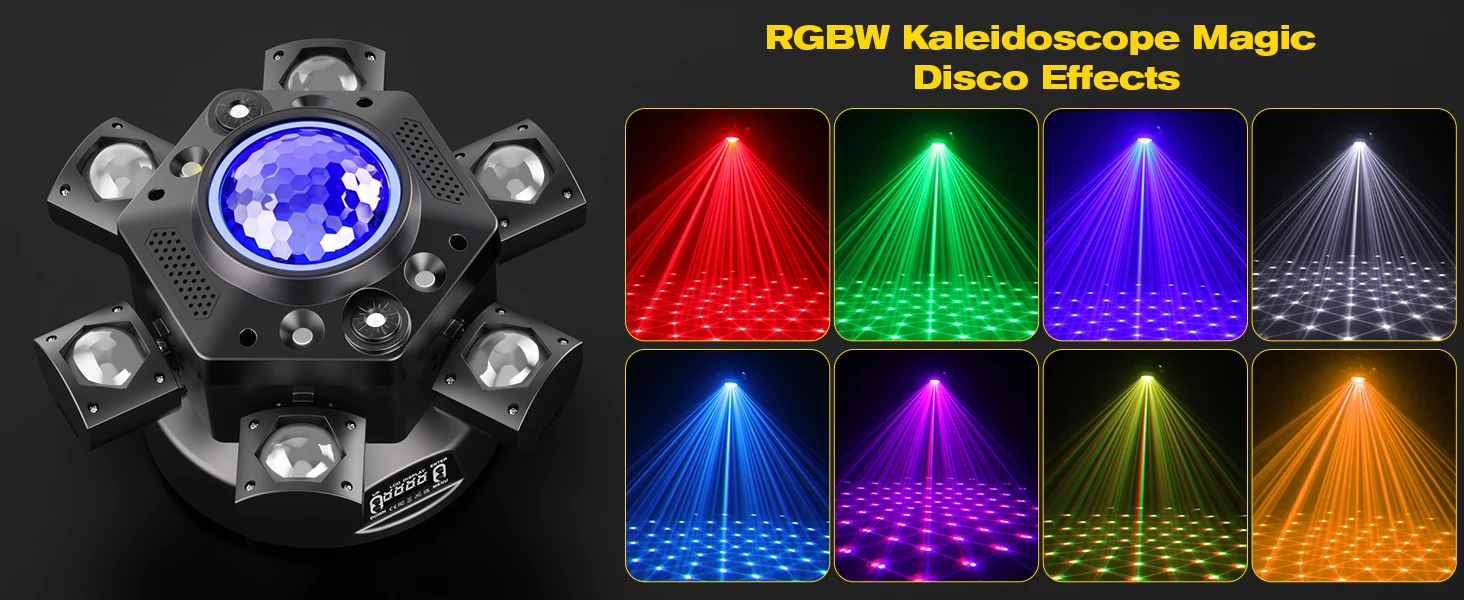 DayFlicker 180W Six-armed Stage light with RGBW 4-IN-1 Lighting Effect and Starry Effect Controlled DMX512 For DJ Party Concert
