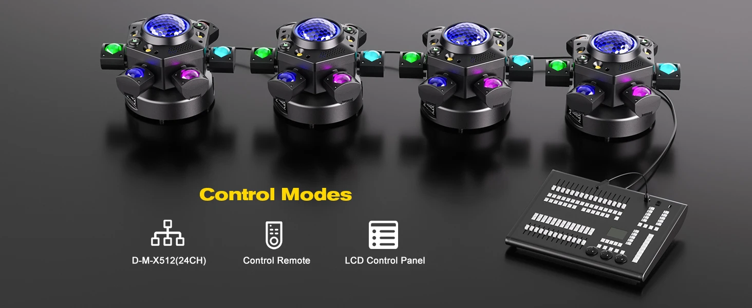DayFlicker 180W Six-armed Stage light with RGBW 4-IN-1 Lighting Effect and Starry Effect Controlled DMX512 For DJ Party Concert