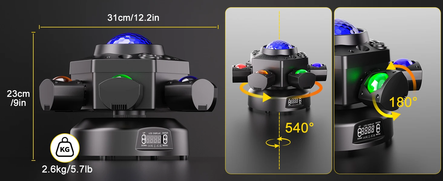 DayFlicker 180W Six-armed Stage light with RGBW 4-IN-1 Lighting Effect and Starry Effect Controlled DMX512 For DJ Party Concert