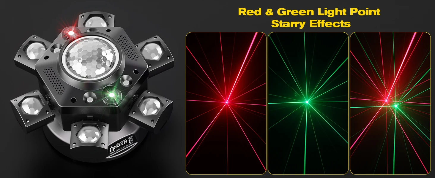 DayFlicker 180W Six-armed Stage light with RGBW 4-IN-1 Lighting Effect and Starry Effect Controlled DMX512 For DJ Party Concert