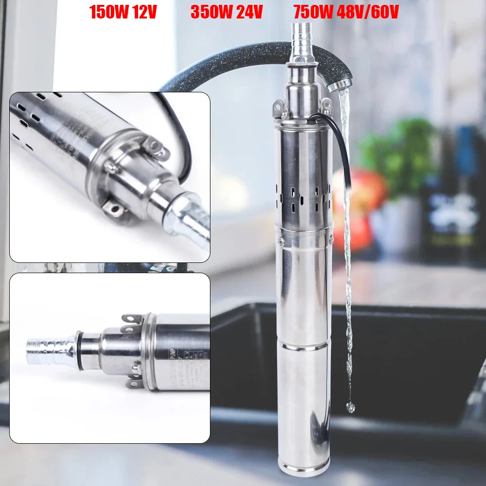 DC Brushless Solar Deep Well Screw Pump with Built-in Smart Controller, Energy-Saving Waterproof Submersible Water Pump for Farm, Villa, RV and Remote Off-Grid Water Supply Scenarios