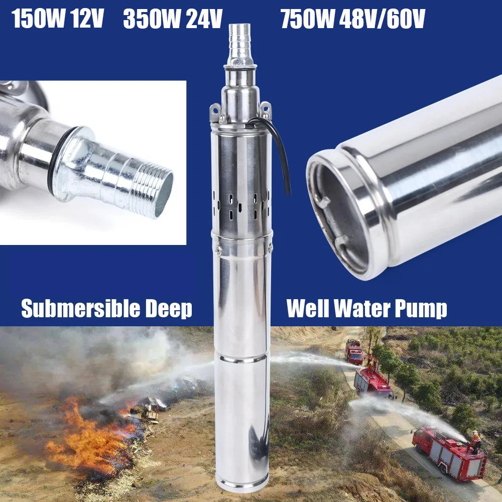 DC Brushless Solar Deep Well Screw Pump with Built-in Smart Controller, Energy-Saving Waterproof Submersible Water Pump for Farm, Villa, RV and Remote Off-Grid Water Supply Scenarios