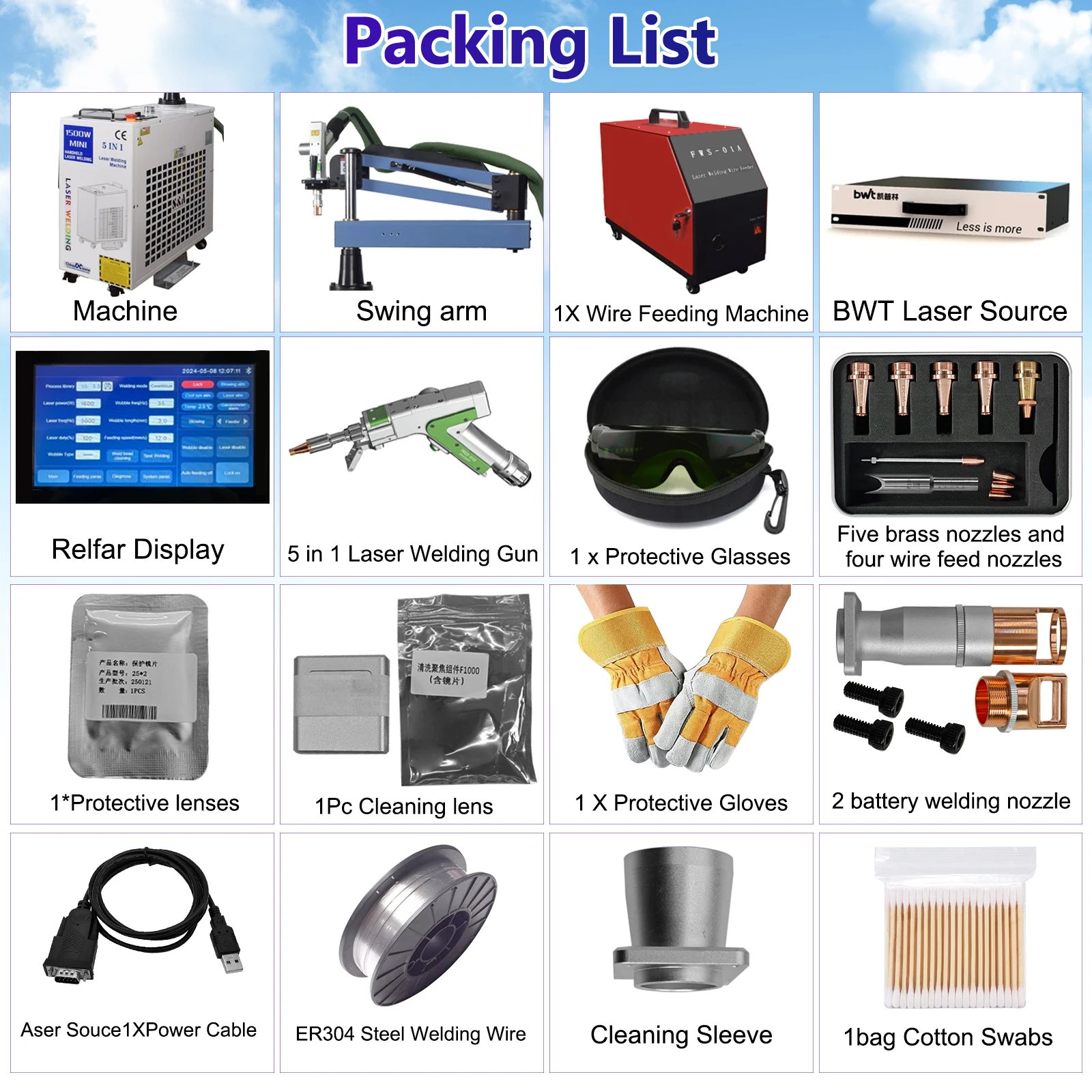2000W Laser Welder Double Pendulum 6-in-1 Fiber Laser Battery Welding Cleaning Cutting Welding Machine Handheld for All Metal