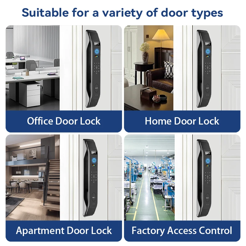 3D Face Smart Door Lock Tuya Active real-time Video intercom Fingerprint Password Biometric Electronic Key Unlock