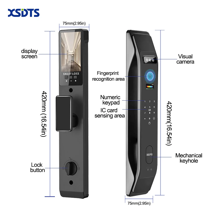 3D Face Smart Door Lock Tuya Active real-time Video intercom Fingerprint Password Biometric Electronic Key Unlock