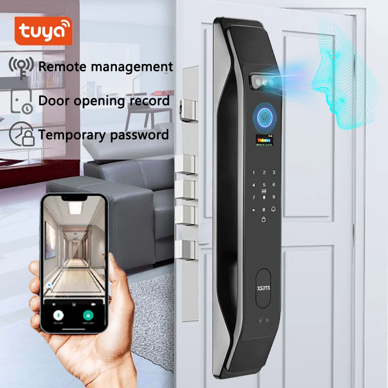3D Face Smart Door Lock Tuya Active real-time Video intercom Fingerprint Password Biometric Electronic Key Unlock
