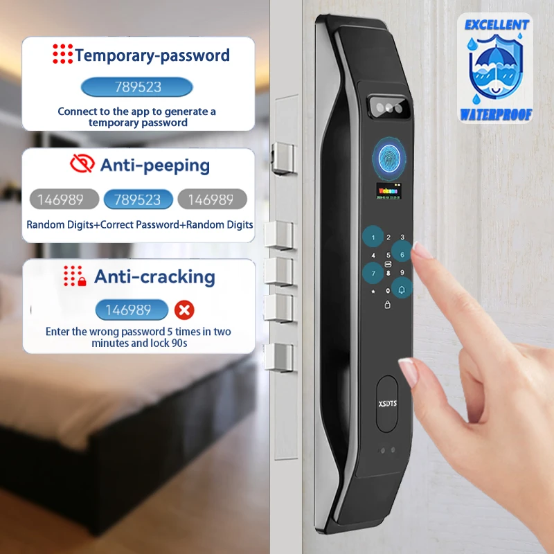 3D Face Smart Door Lock Tuya Active real-time Video intercom Fingerprint Password Biometric Electronic Key Unlock