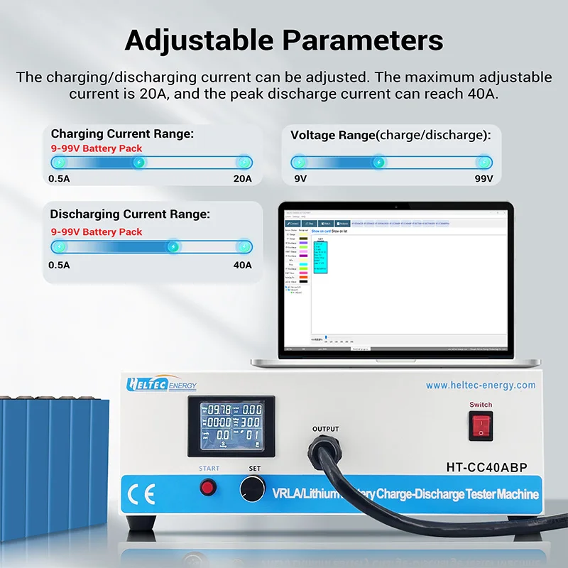 9-99V 20A 40A Single Channel VRLA/Lithium Battery Capacity Tester Charge Cycle Integrated Machine