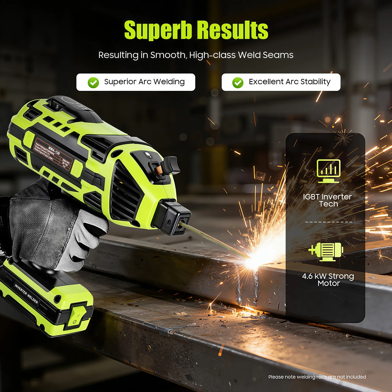 25*25cm Portable Welder, 120A Handheld Arc Welding Machine, 220V for Steel Iron Metal, Suitable for 2.5-3.2mm Electrodes
