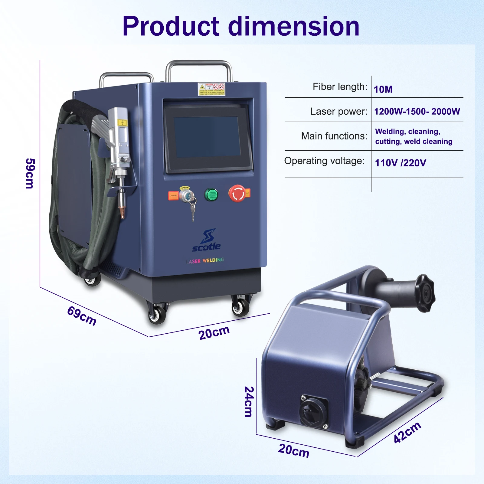 Air Cooling 4 in 1 Laser Welding Machine 1500W 2000W Handheld Laser Welder Cleaner Cutter SUP28F Energy Saving 50%