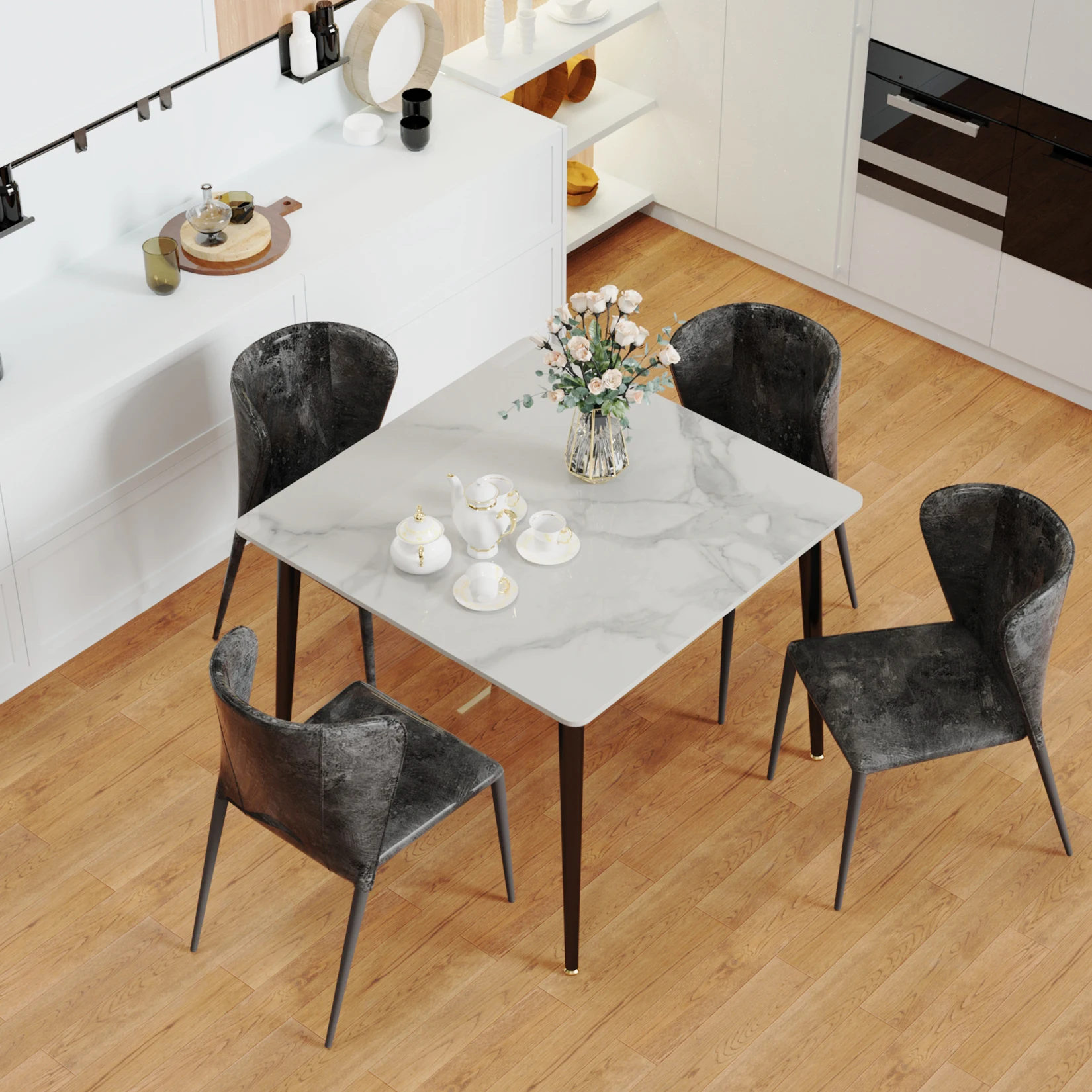 LUVODI 80CM Square Kitchen Dining Table,Modern Dining Room Table with Metal Legs for Living Room Coffee Shop Restaurant