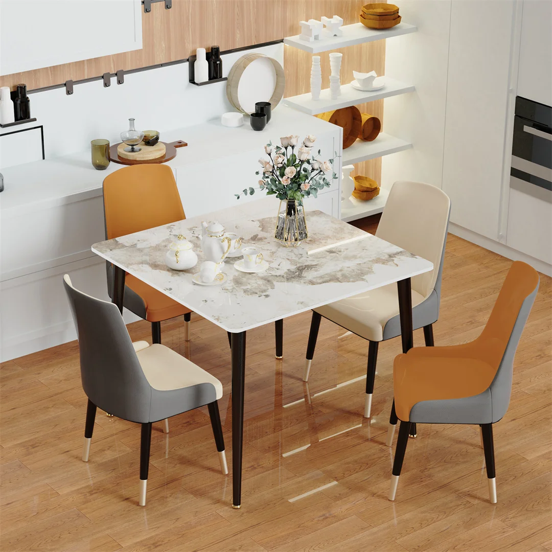 LUVODI 80CM Square Kitchen Dining Table,Modern Dining Room Table with Metal Legs for Living Room Coffee Shop Restaurant