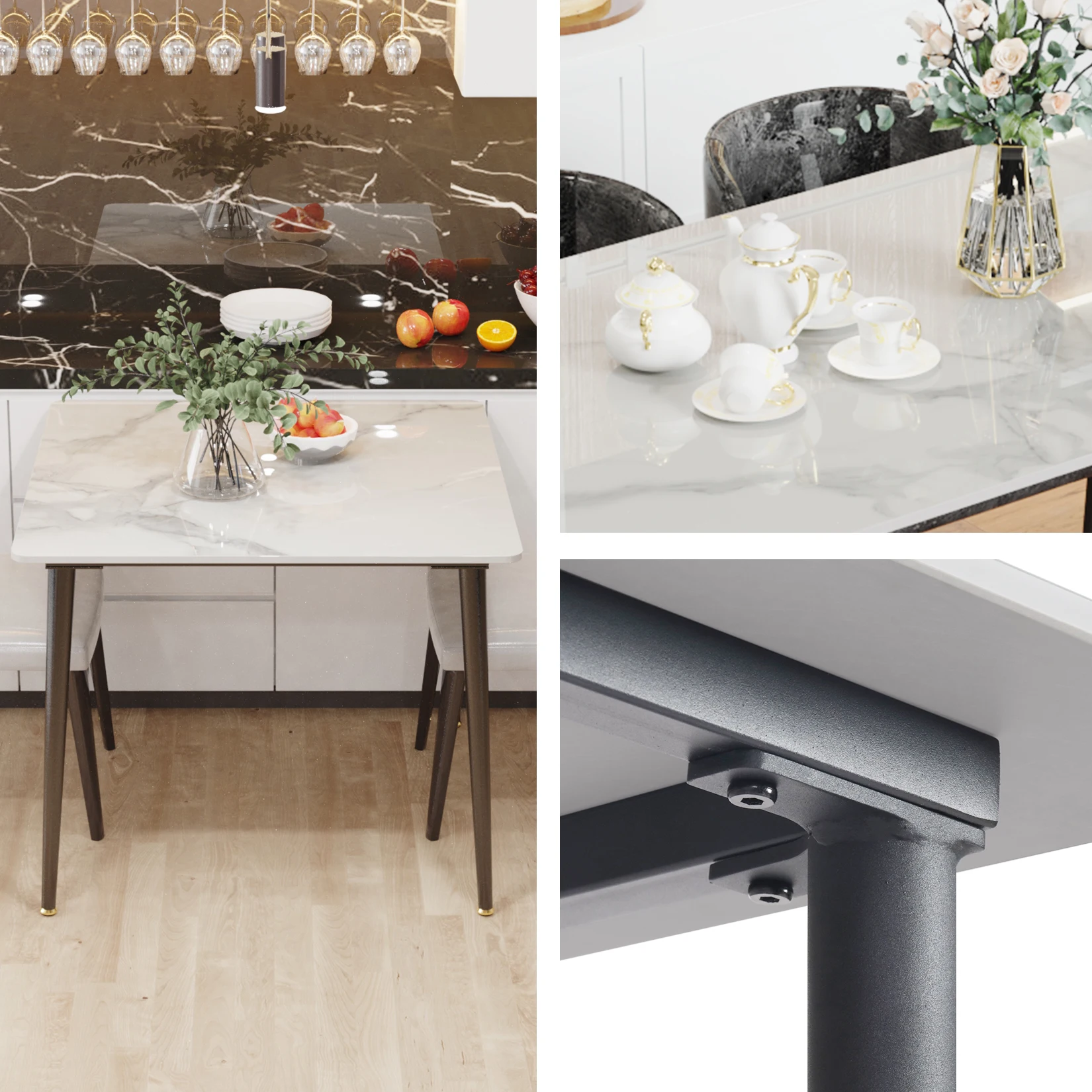 LUVODI 80CM Square Kitchen Dining Table,Modern Dining Room Table with Metal Legs for Living Room Coffee Shop Restaurant
