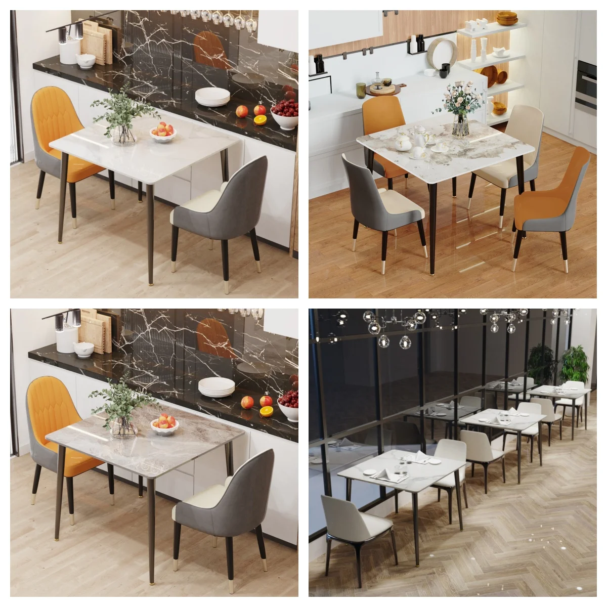 LUVODI 80CM Square Kitchen Dining Table,Modern Dining Room Table with Metal Legs for Living Room Coffee Shop Restaurant
