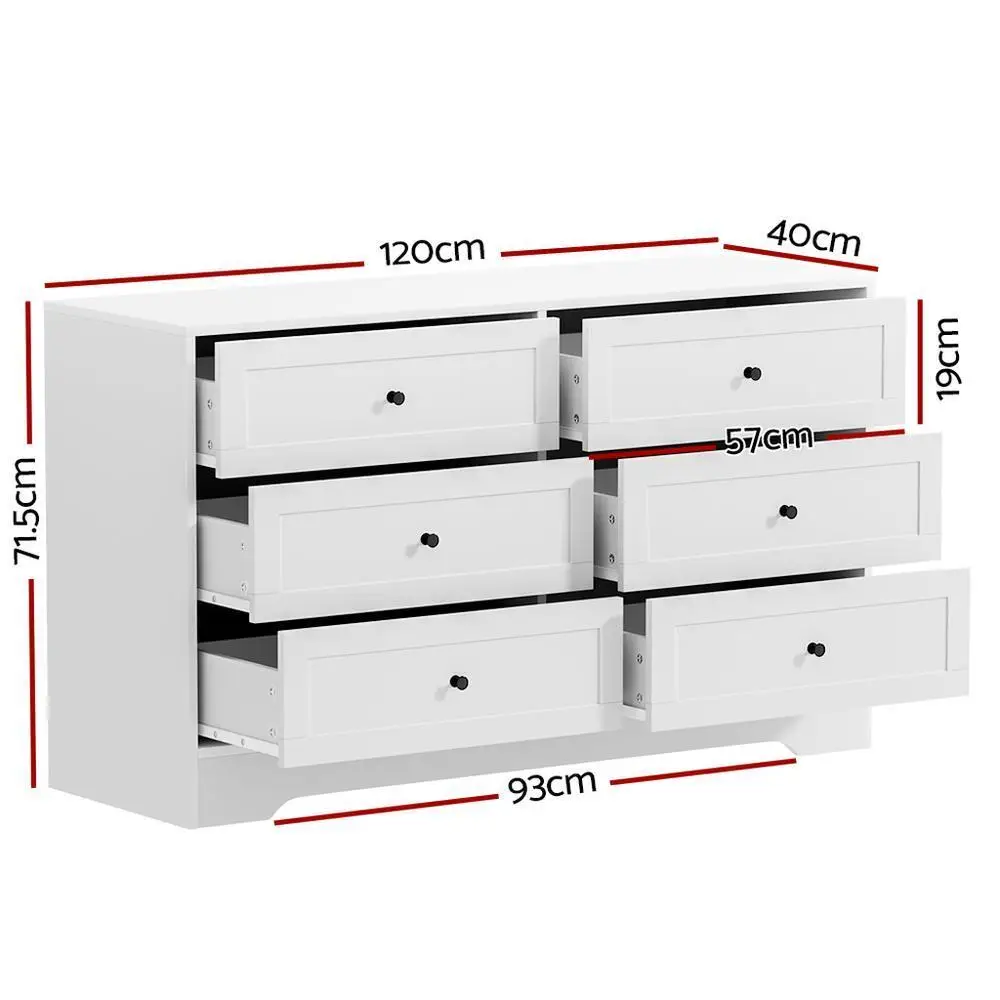 6 Drawer White Chest Storage Cabinet Modern Tall Bedroom Organizer Furniture