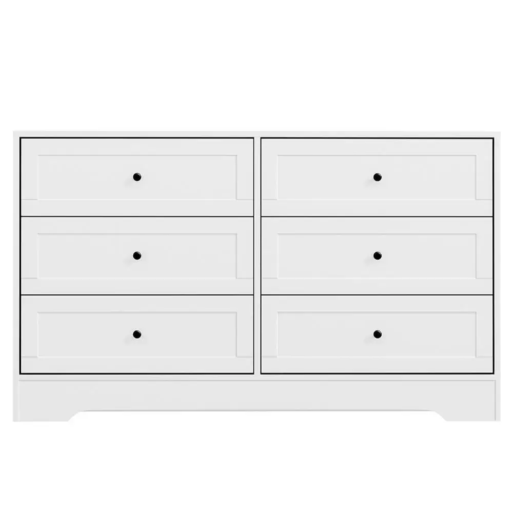 6 Drawer White Chest Storage Cabinet Modern Tall Bedroom Organizer Furniture
