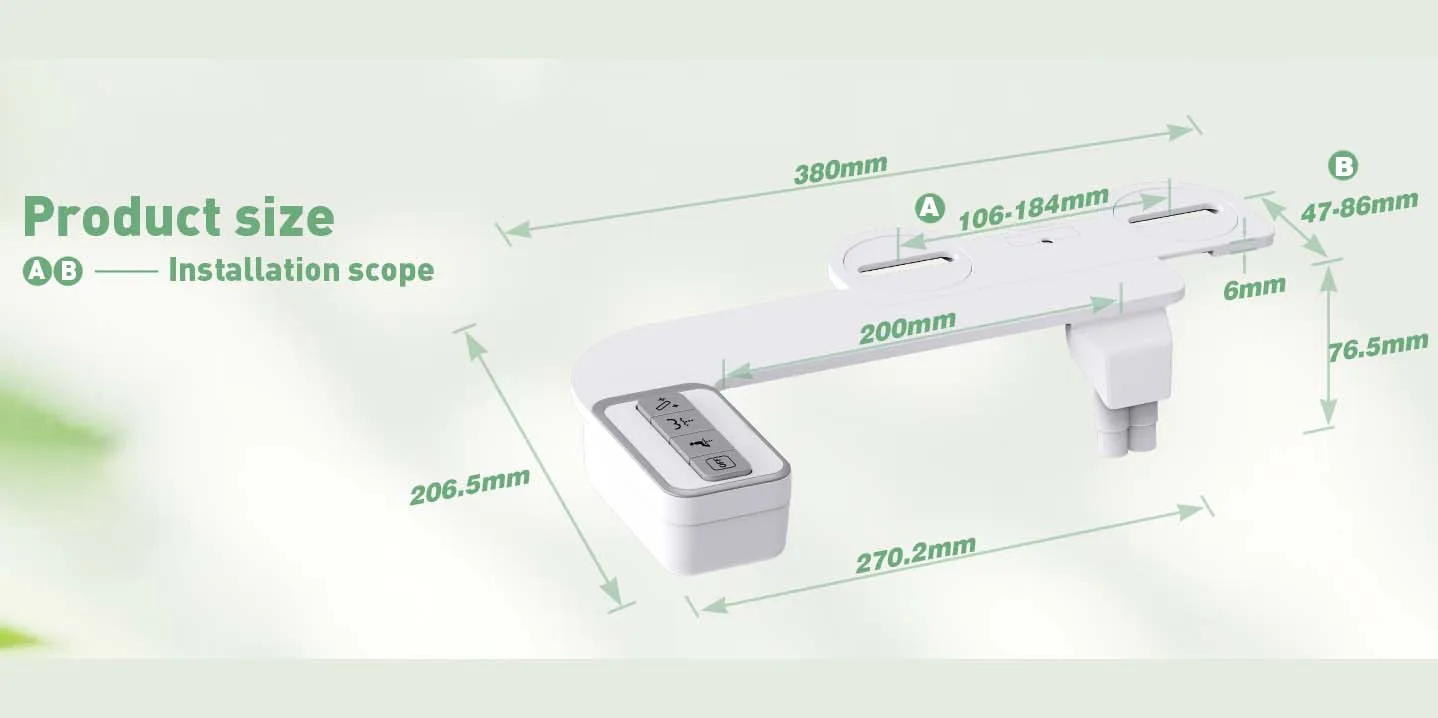Bidet Attachment for Toilet - Non-Electric Self-Cleaning Dual Nozzles (Feminine & Rear Wash),Adjustable Water Pressure Control