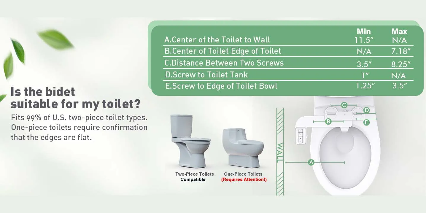 Bidet Attachment for Toilet - Non-Electric Self-Cleaning Dual Nozzles (Feminine & Rear Wash),Adjustable Water Pressure Control
