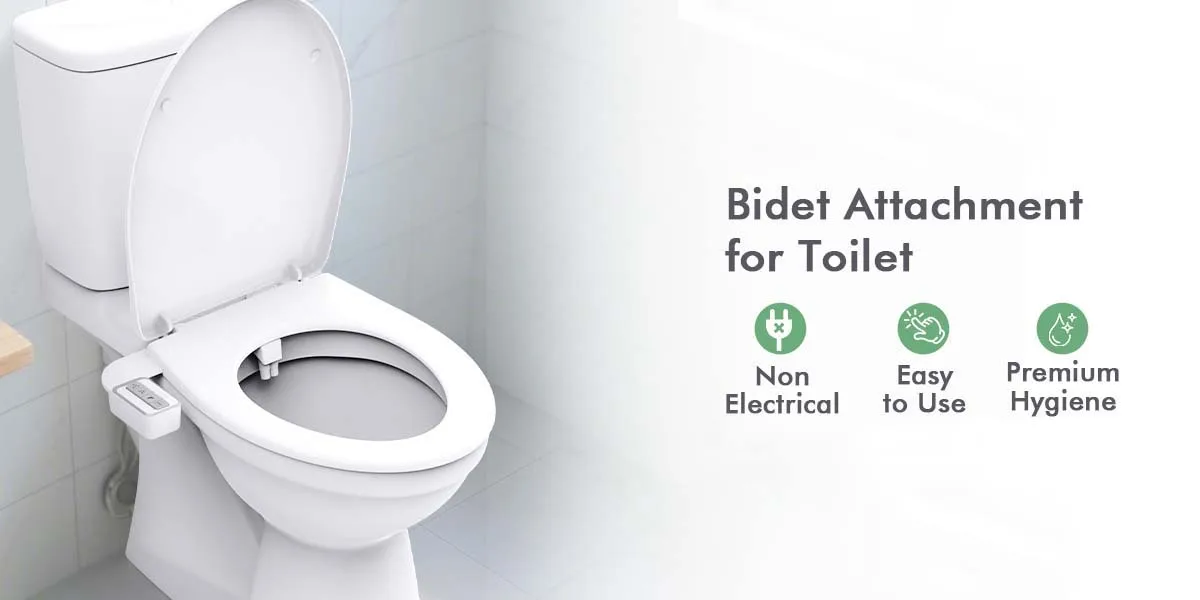 Bidet Attachment for Toilet - Non-Electric Self-Cleaning Dual Nozzles (Feminine & Rear Wash),Adjustable Water Pressure Control