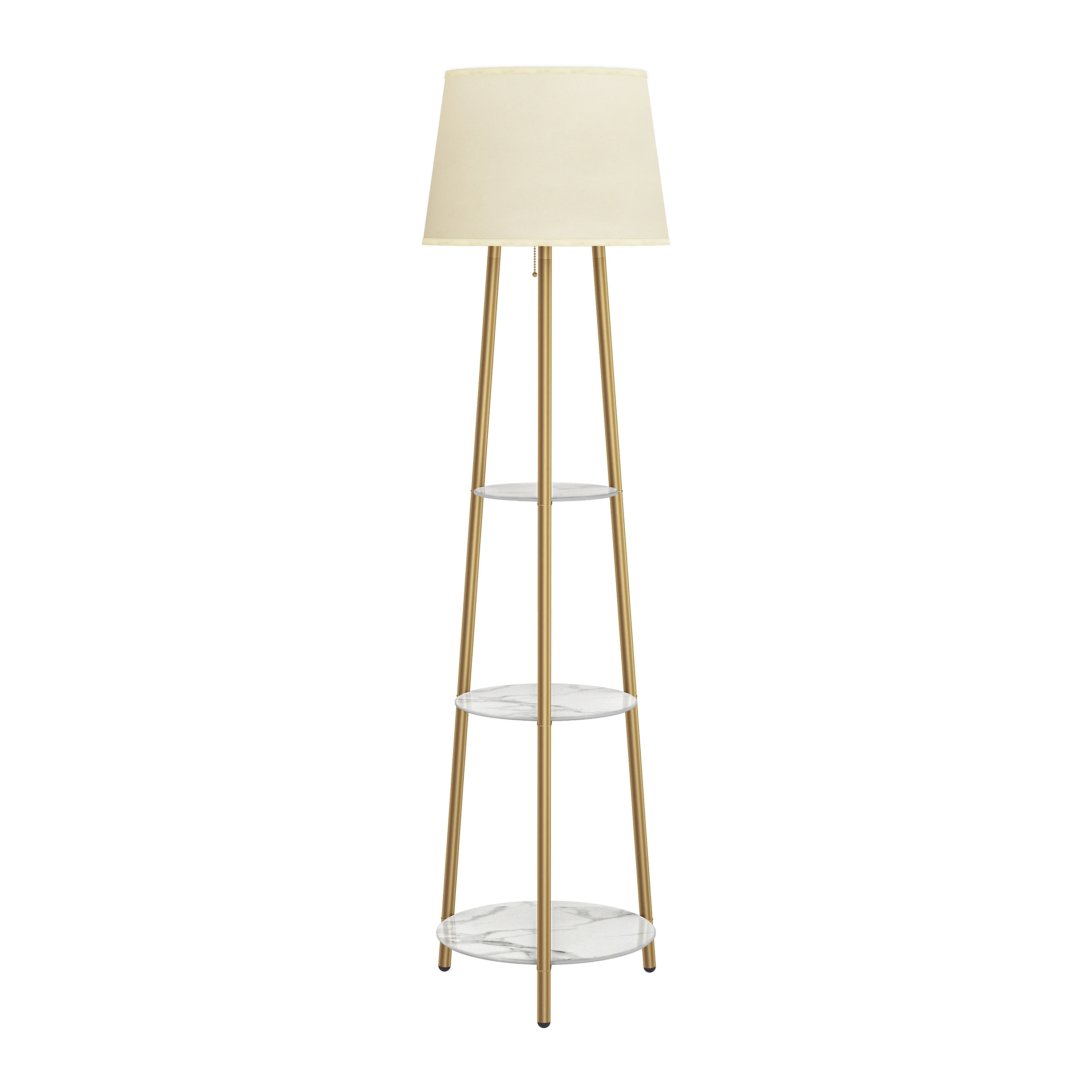 Modern Tripod Floor Lamp Free Standing Light Shade with Shelf Storage for Bedroom Living Room