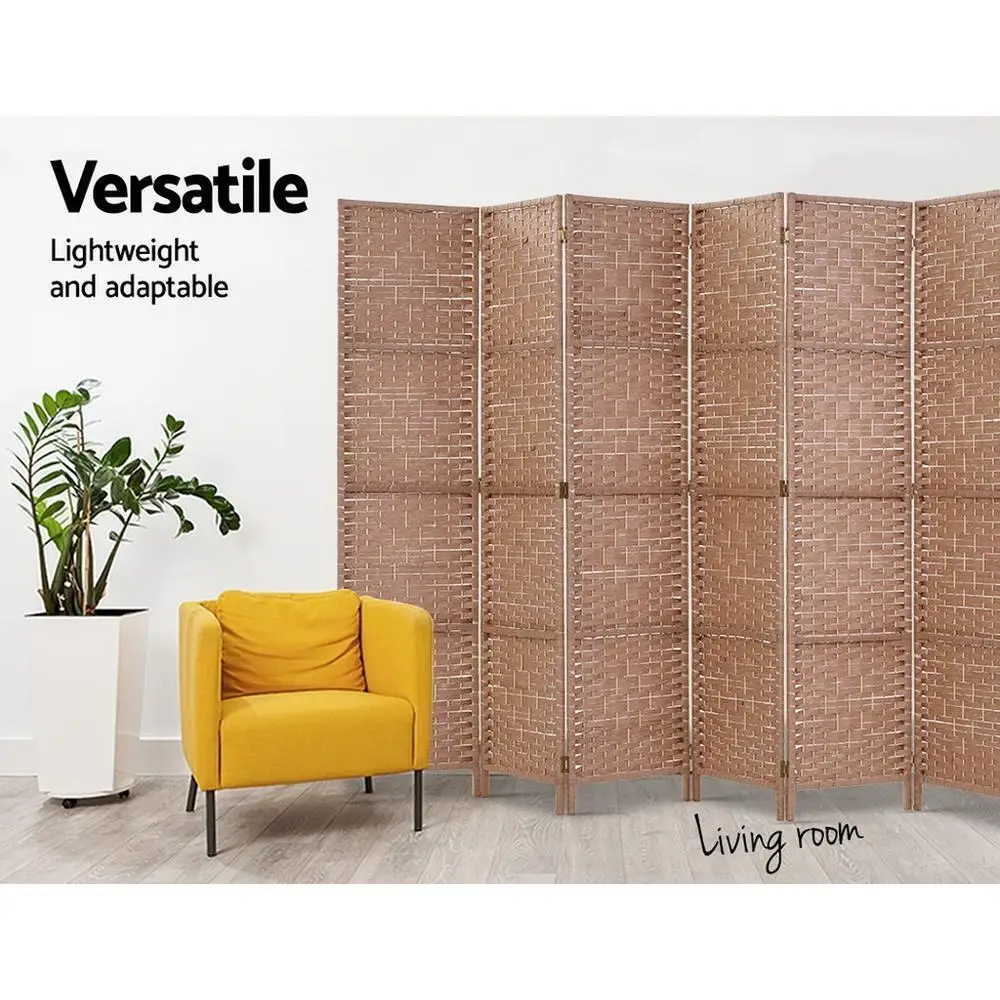8 Panel Natural Woven Room Divider Screen 326x170cm Folding Privacy Partition for Home Office Living Room Decor