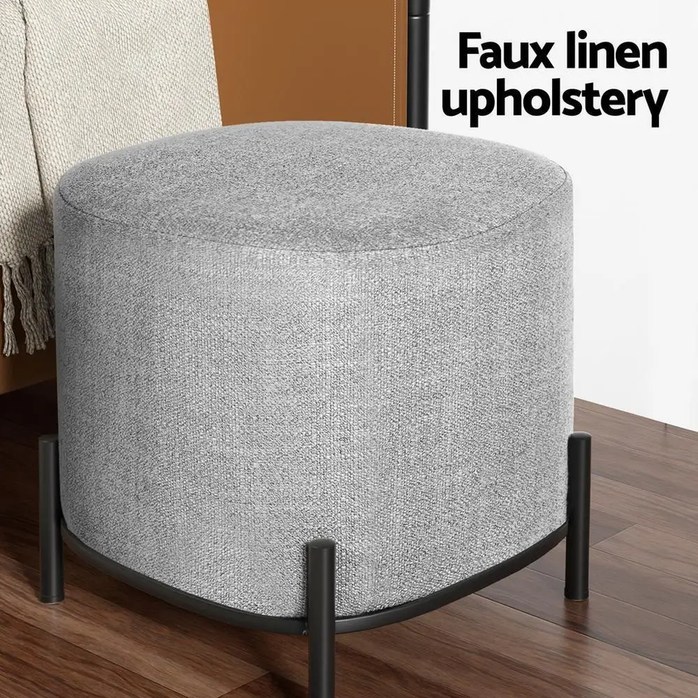 Square Linen Grey Ottoman Foot Stool Ottoman Storage Stool Seat Bench Footrest for Living Room Bedroom Home Use