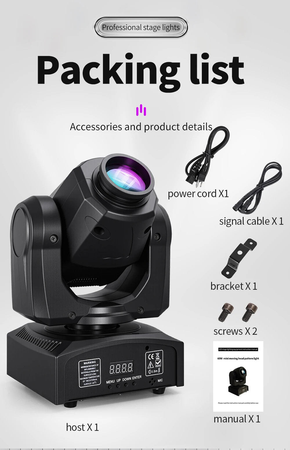 NOVALUX 4PCS 60W LED Moving Head Pattern Light DMX512 DJ Stage Light 9/11 Channels 7 Gobos 7 Colors Beam Spotlight for Disco Bar Party Wedding Live Show Club Lighting