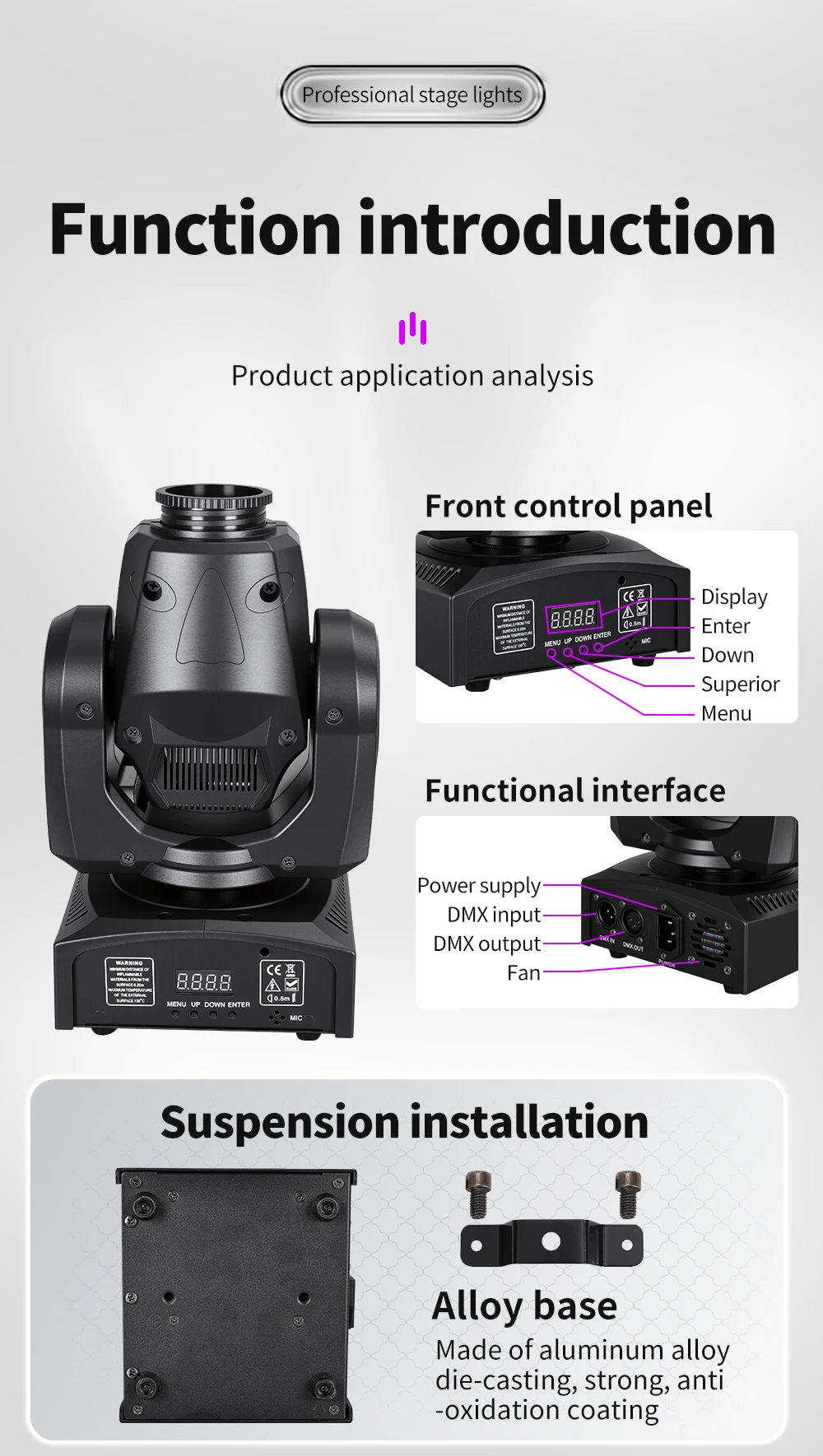 NOVALUX 4PCS 60W LED Moving Head Pattern Light DMX512 DJ Stage Light 9/11 Channels 7 Gobos 7 Colors Beam Spotlight for Disco Bar Party Wedding Live Show Club Lighting