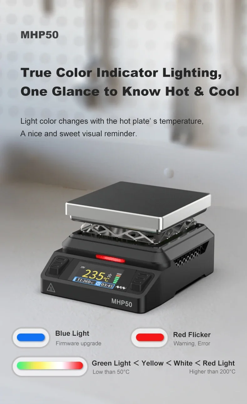 MINIWARE Offcial MHP50 Mini Hot Plate Preheater 50*50mm Heating Area Constant Temperature Heating Table 350℃ DIY Heating Tool