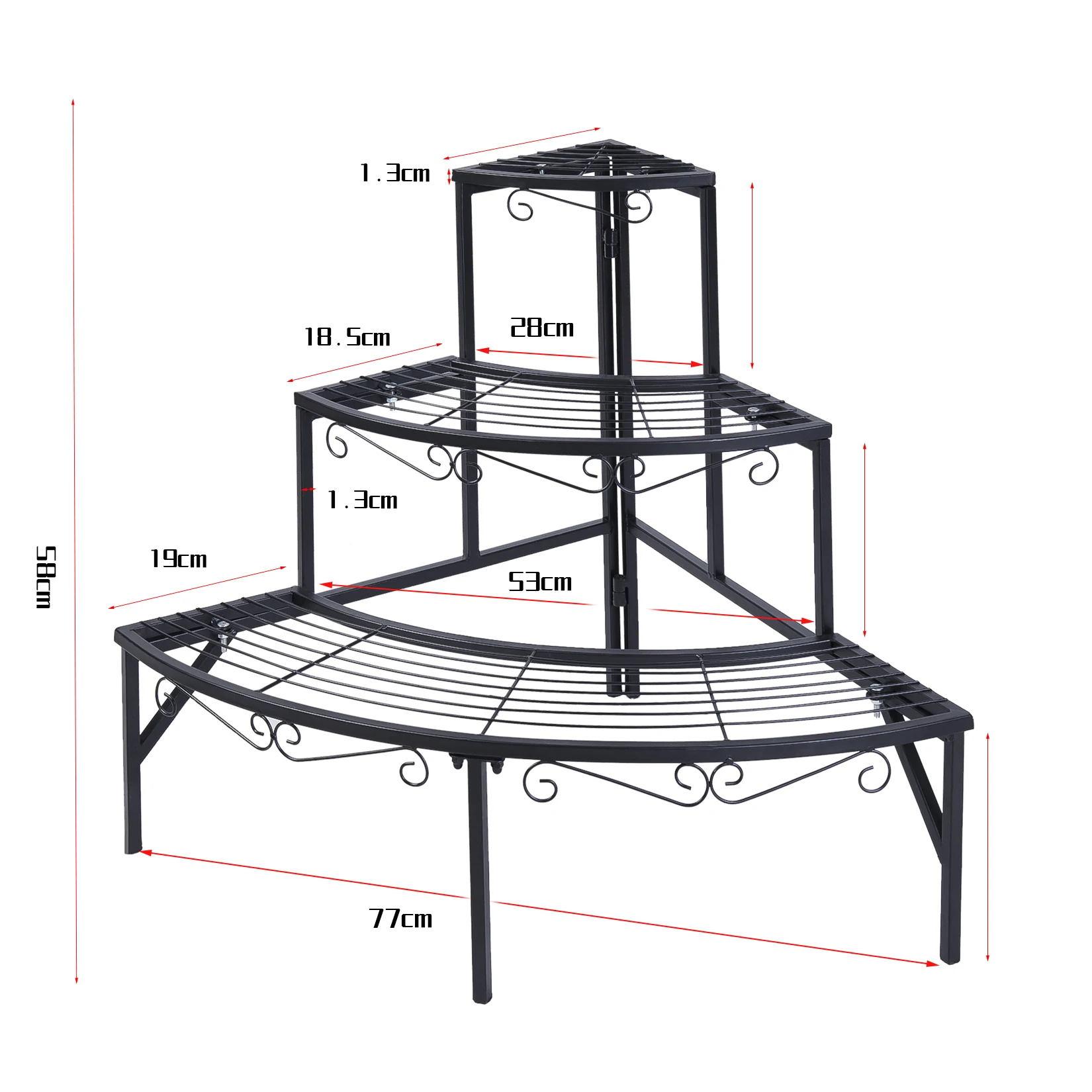 3-Tier Corner Ladder Plant Shelf for Indoor Outdoor Garden Flower Display Rack Metal Plant Stand Organizer