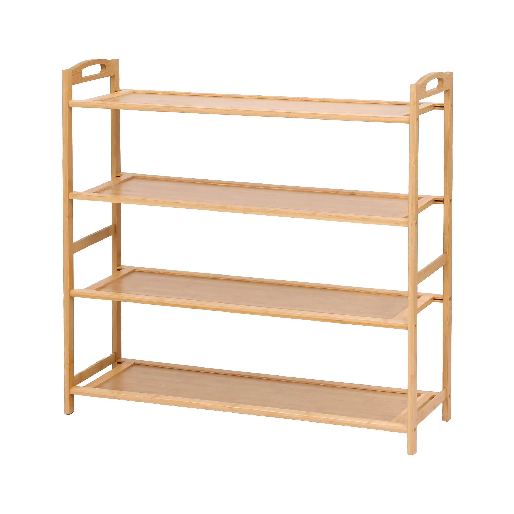 4 Tier Bamboo Shoe Rack Storage Organiser Pine Finish
