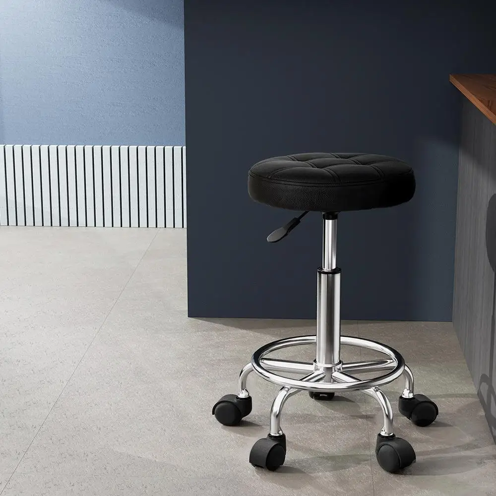 Salon Stool Round Swivel Chair Adjustable Height Rolling Beauty Spa Stool Upholstered Backless Seat for Salon Office Home Use