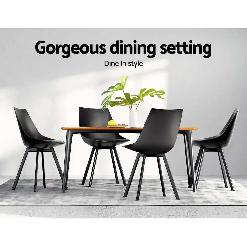 Modern Black PU Leather Dining Chairs Set of 2 Upholstered Plastic Seat Metal Legs Kitchen Side Chairs