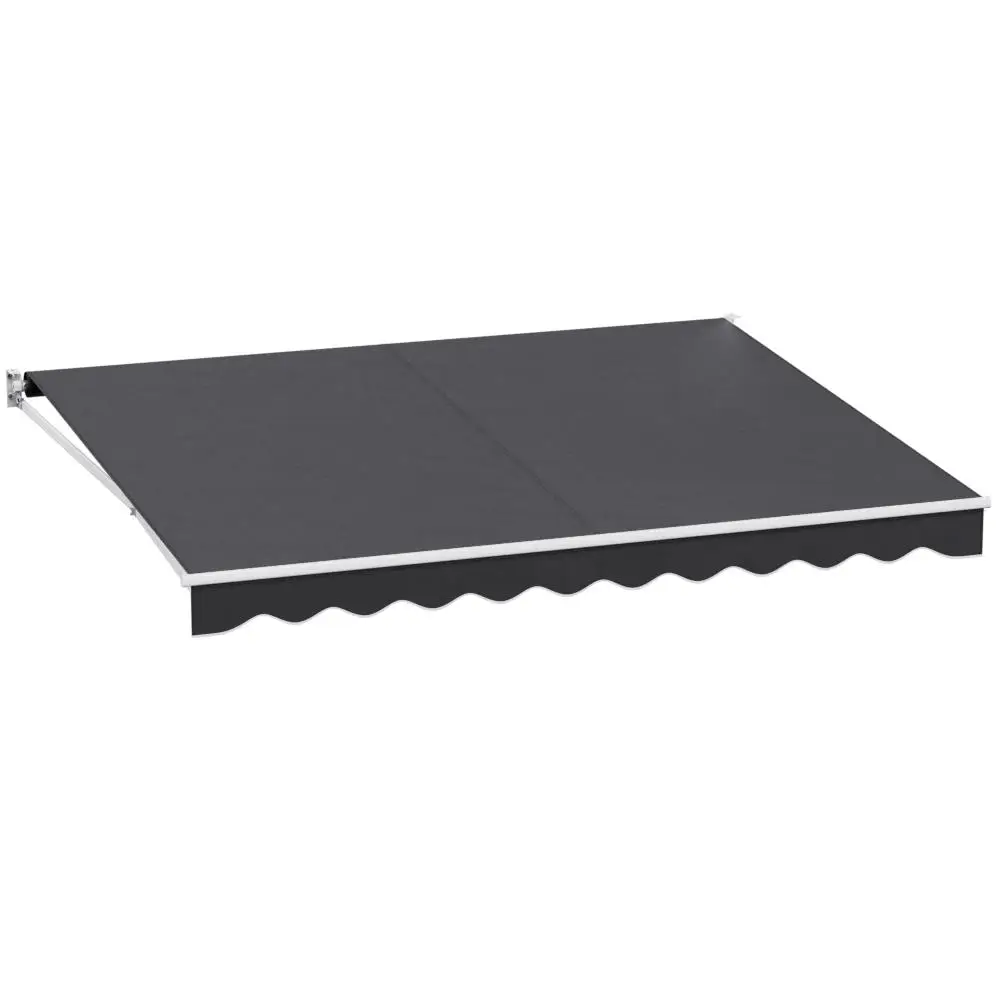 Manual Retractable Folding Arm Awning 4Mx3M Grey Outdoor Patio Sunshade Canopy