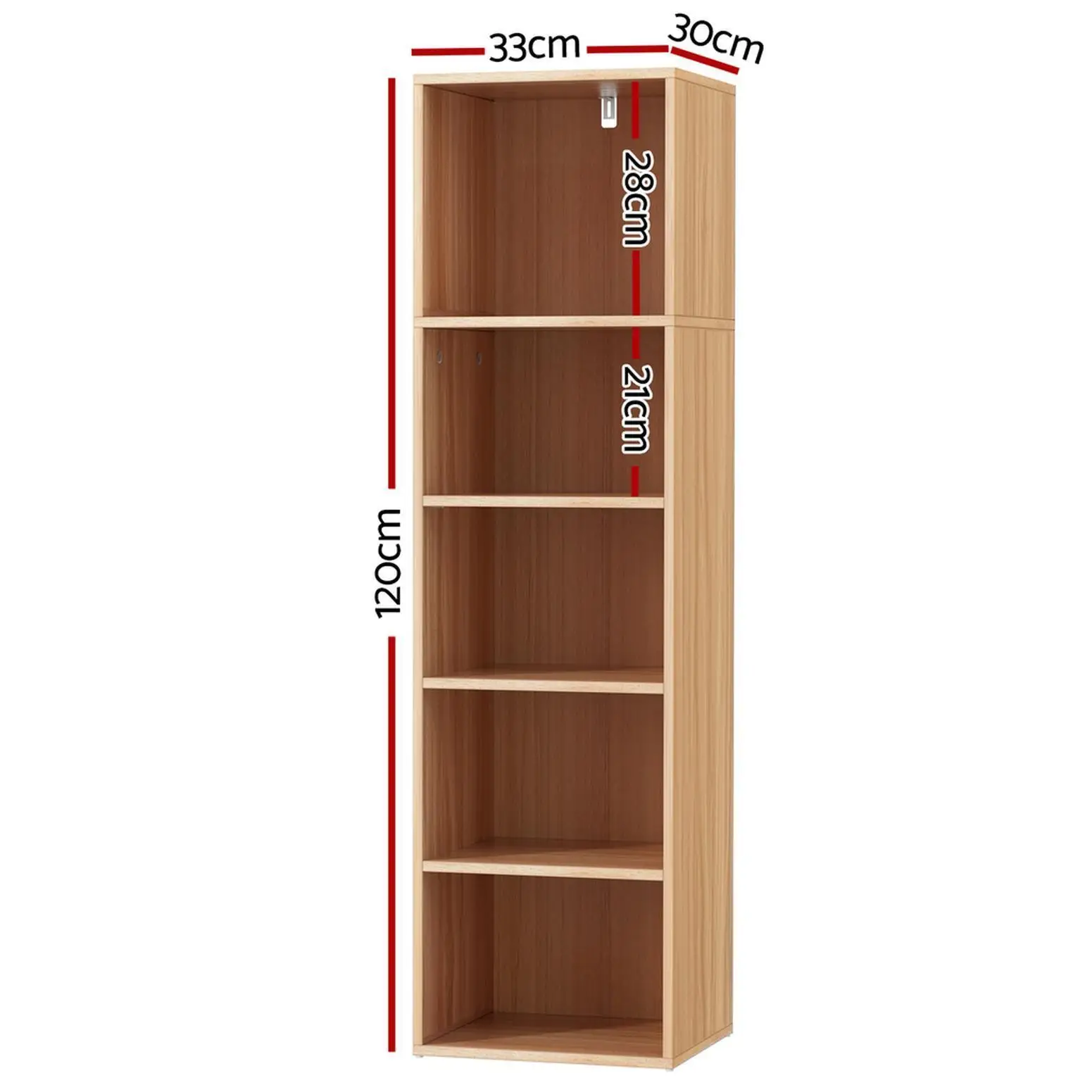 5 Tier Pine Bookshelf Tall Wooden Storage Organizer Open Display Shelf for Home Office Living Room Furniture