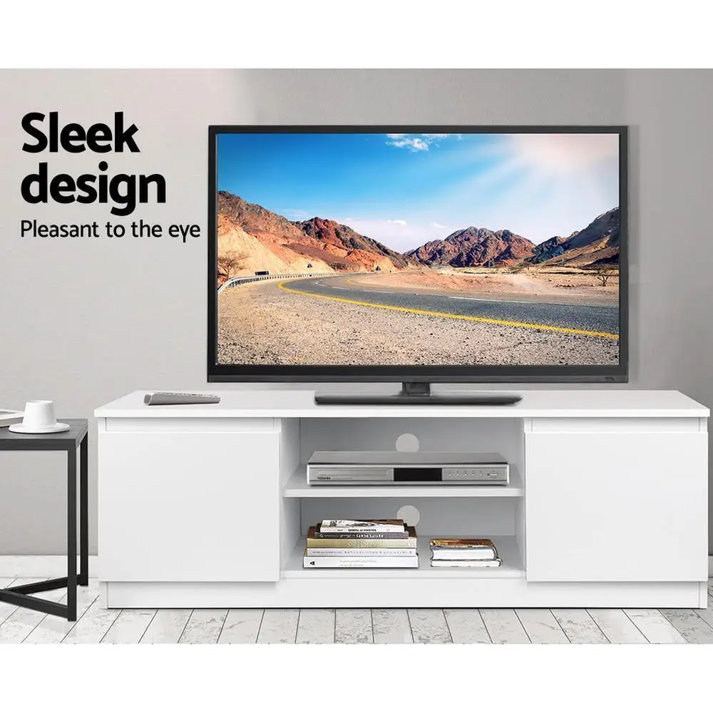 120cm White Modern TV Cabinet Entertainment Unit Minimalist Storage Stand for Living Room Home Furniture