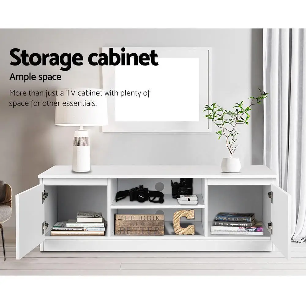 120cm White Modern TV Cabinet Entertainment Unit Minimalist Storage Stand for Living Room Home Furniture