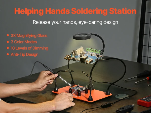 SucceBuy Magnetic Helping Hands Soldering Station with PCB Pillar Holder & Heavy-Duty Base Electronic Repair Craft Hobby DIY