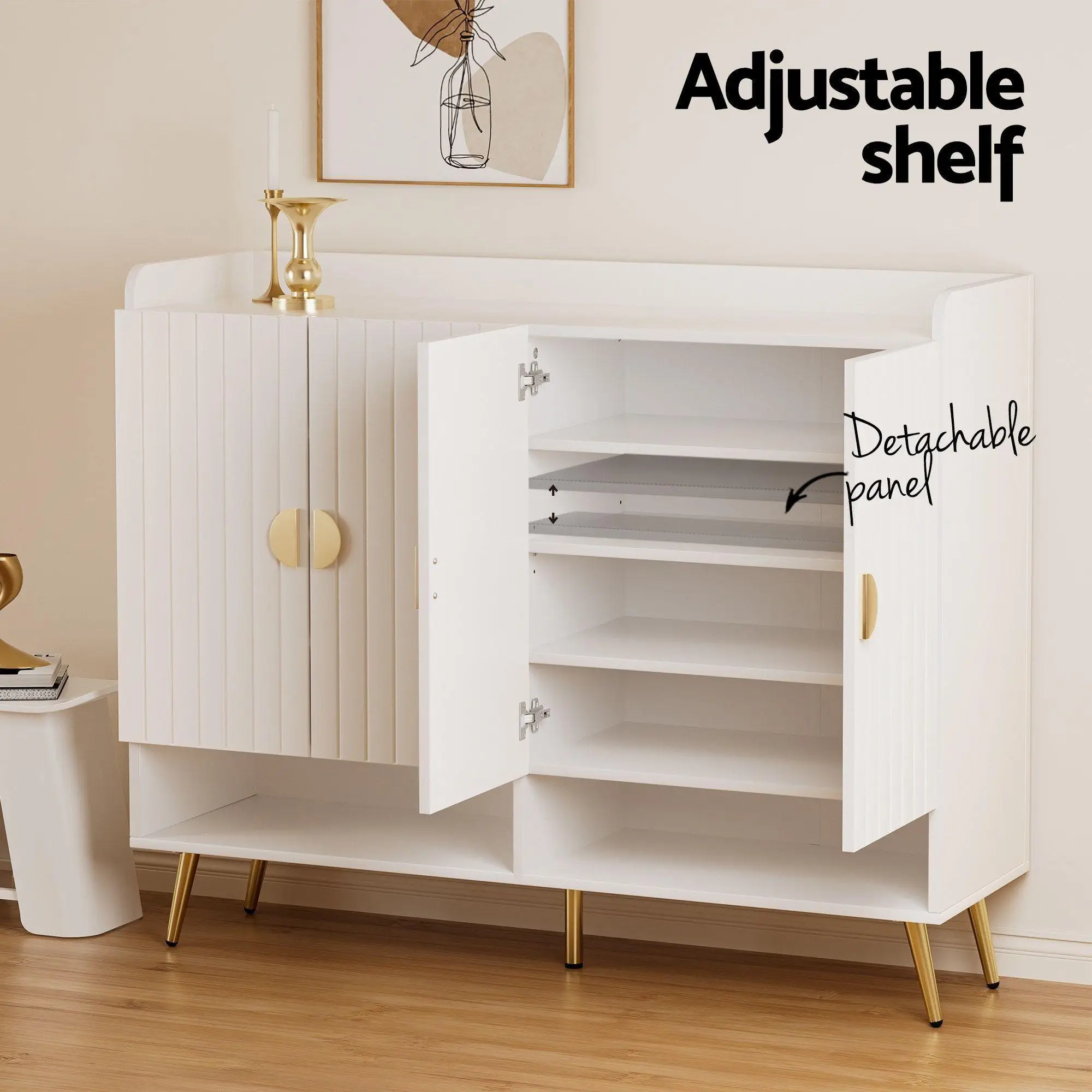 Shoe Rack Cabinet Clothes Rack Set White Pine Storage Shelf Organizer for Entryway Bedroom Home Furniture