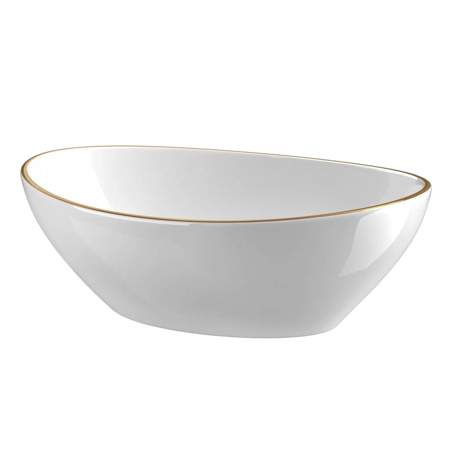 Bathroom Basin Ceramic Vanity Sink Hand Wash Bowl Gold Trim 41x34cm