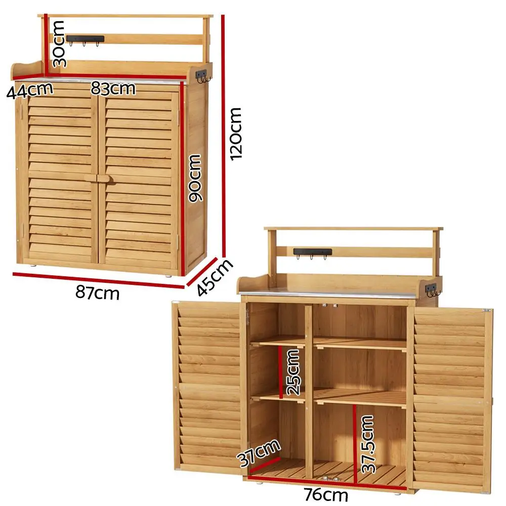 Outdoor Garden Storage Cabinet Potting Bench Table Shelf Chest Shed Weather Resistant Durable Multi Purpose Organizer