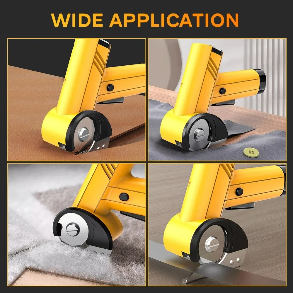 LED Cordless Electric Scissors Rotary Cutter Carton Carpet PC Fabric Leather
