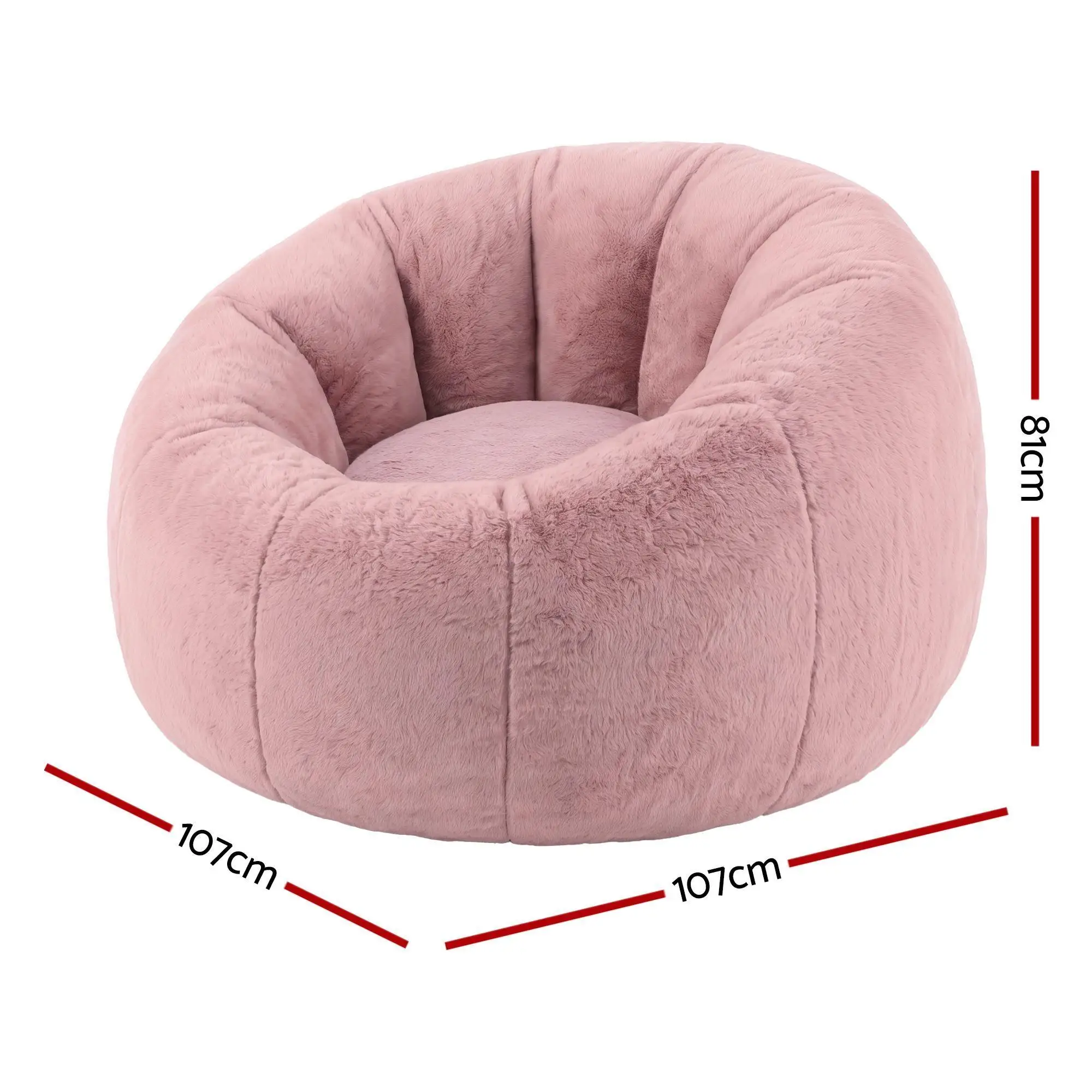 Soft Faux Fur Bean Bag Chair Cover Large Round Stuffed Animal Storage Seat Washable Lazy Sofa Cover Pink