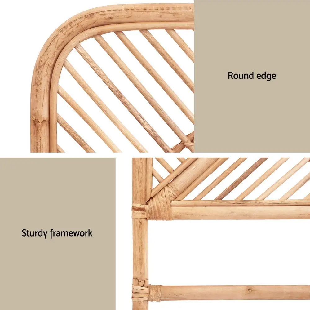 FRED Pine Rattan Queen Bed Headboard Elegant Bedroom Wall Mounted Bedhead Natural Woven Design