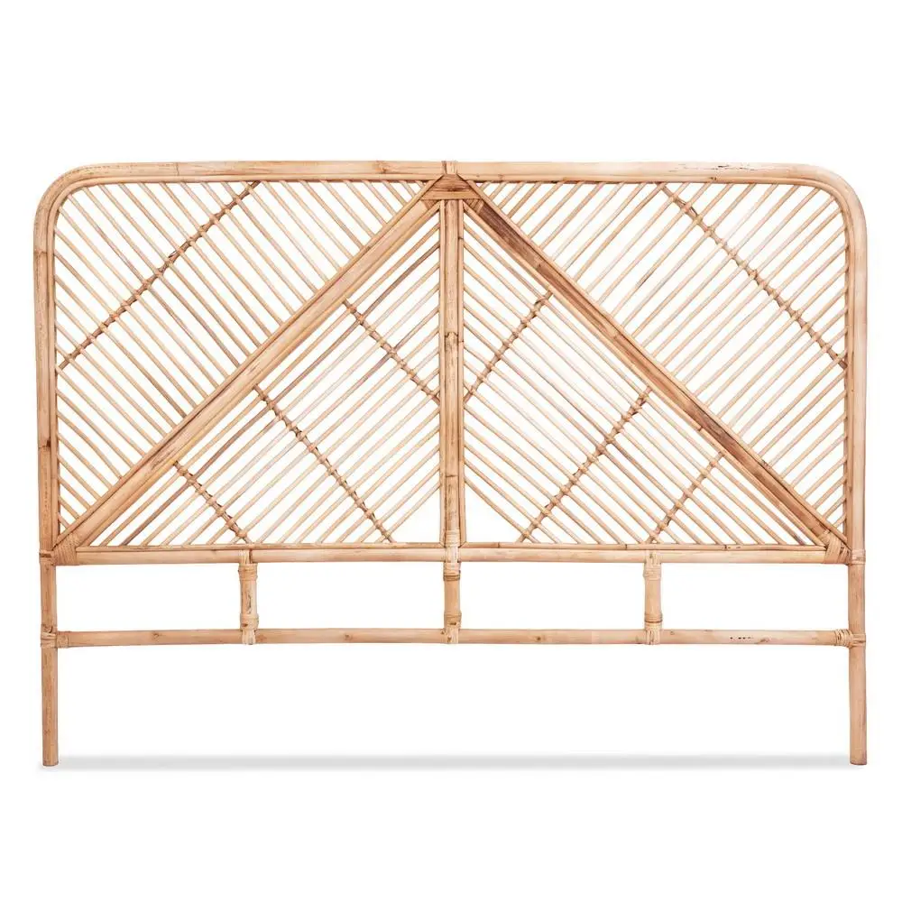FRED Pine Rattan Queen Bed Headboard Elegant Bedroom Wall Mounted Bedhead Natural Woven Design