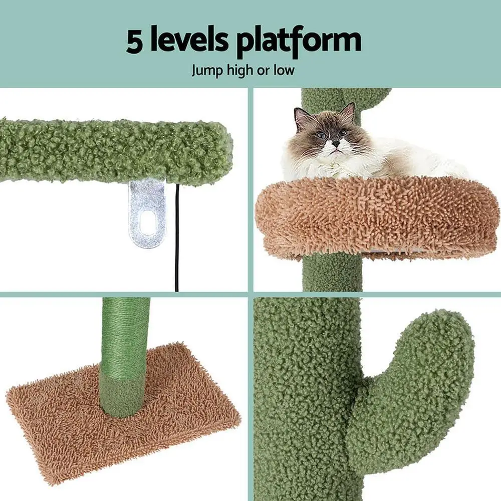 Floor to Ceiling Cat Tree Tower Scratching Post with Bed 290cm Adjustable Cat Climbing Furniture for Indoor Cats