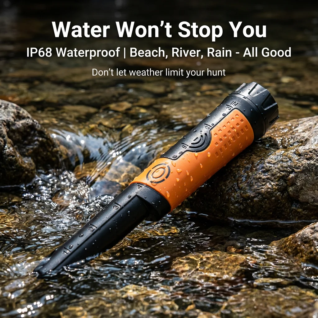 SUNPOW Metal Detector Pinpointer for Adults Kids IP68 Waterproof Handheld 360° High Sensitivity Detection 2 Alert Modes Beach Garden Underground Treasure Hunting Locator