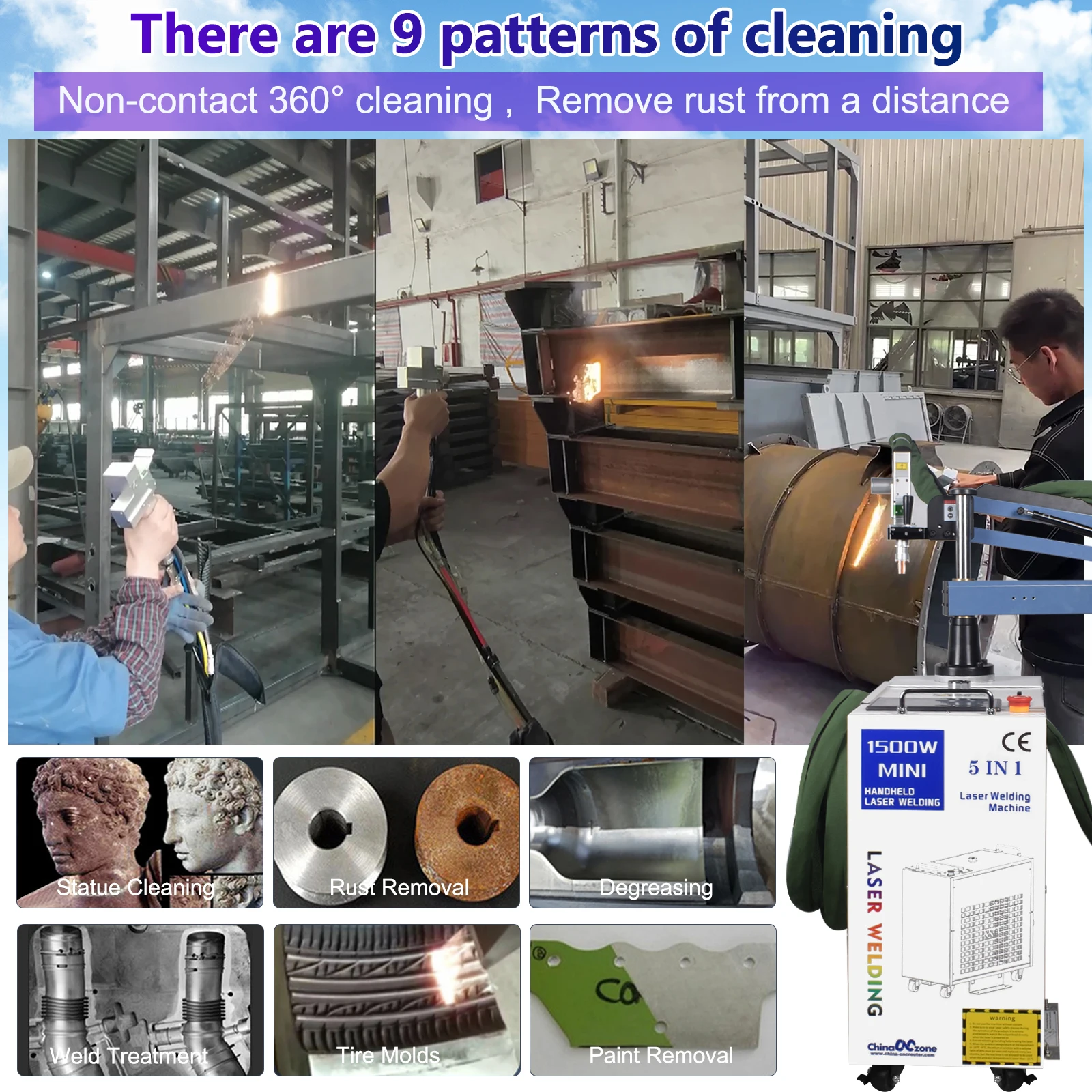 2000W 7 in 1 Laser Battery Welding Stiffener Welding Laser Cleaning Cutting Welding Machine for Metal Handheld Laser Welder
