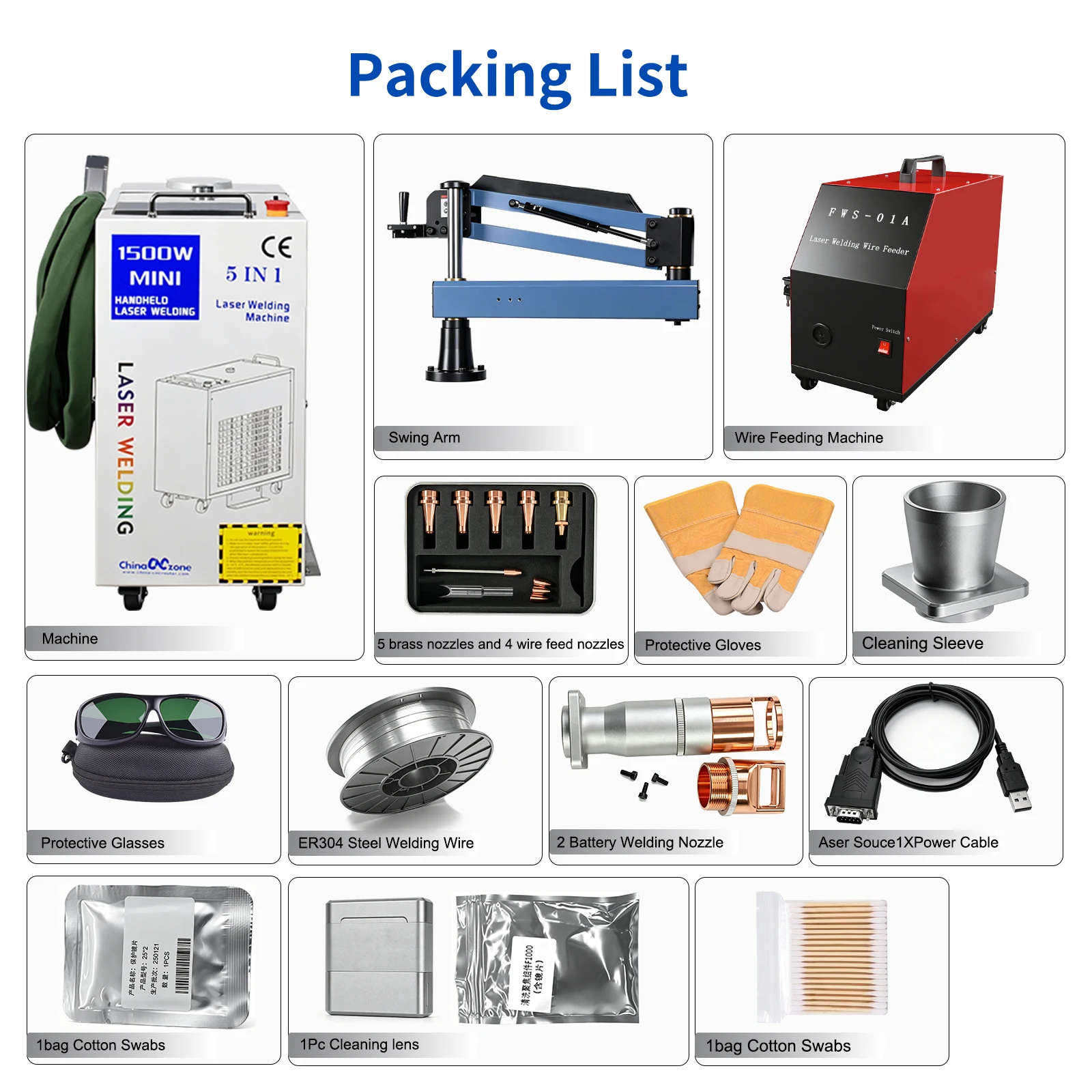 2000W 7 in 1 Laser Battery Welding Stiffener Welding Laser Cleaning Cutting Welding Machine for Metal Handheld Laser Welder