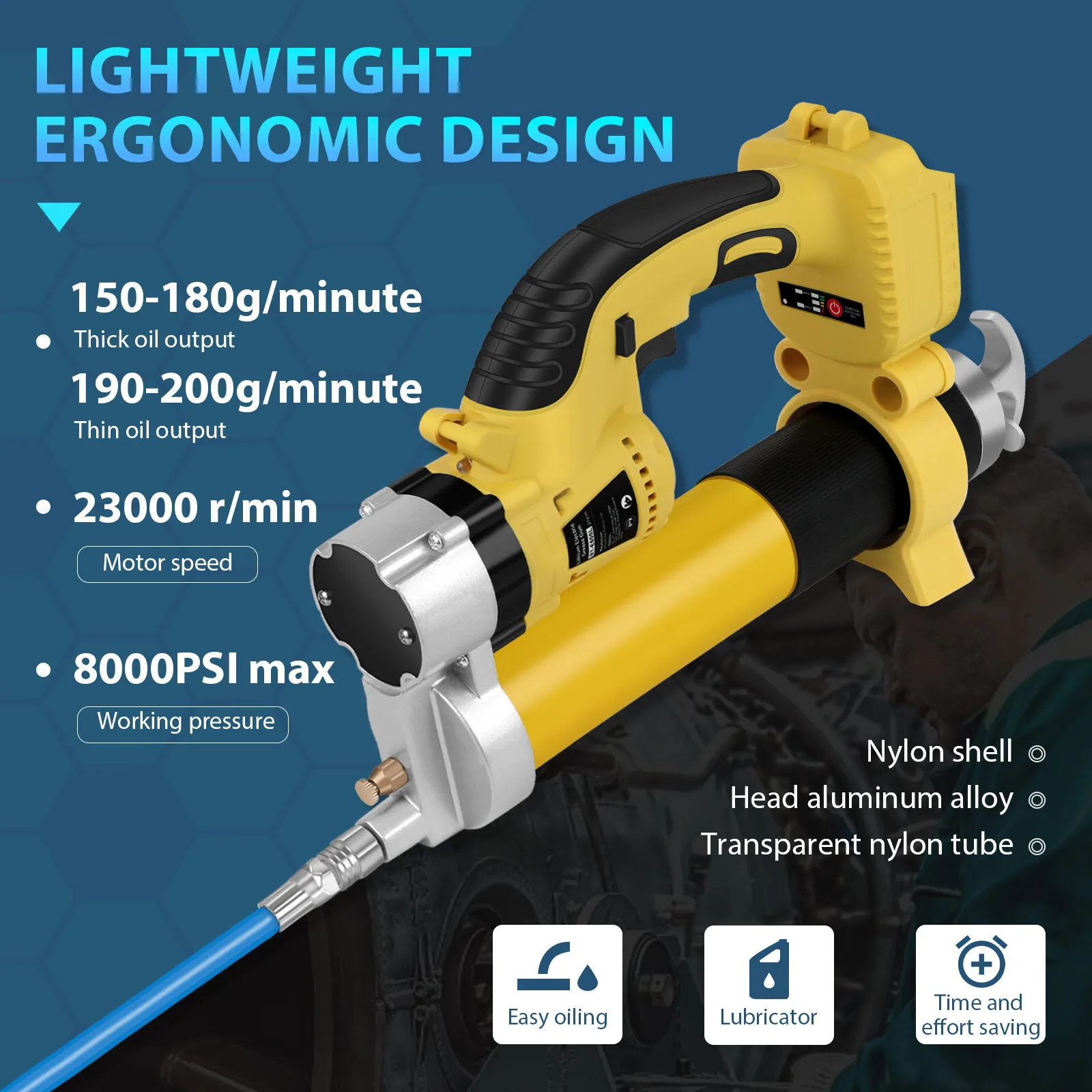 Cordless Electric High Pressure Grease Gun with 2 5.5Ah Battery For Makita 18V